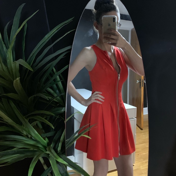 Zipper Skater Skirt Dress - Picture 1 of 4